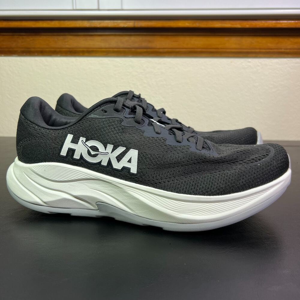 HOKA Rincon 4 Mens 11D Athletic Shoes Black White Sneakers 1155130/BWHT